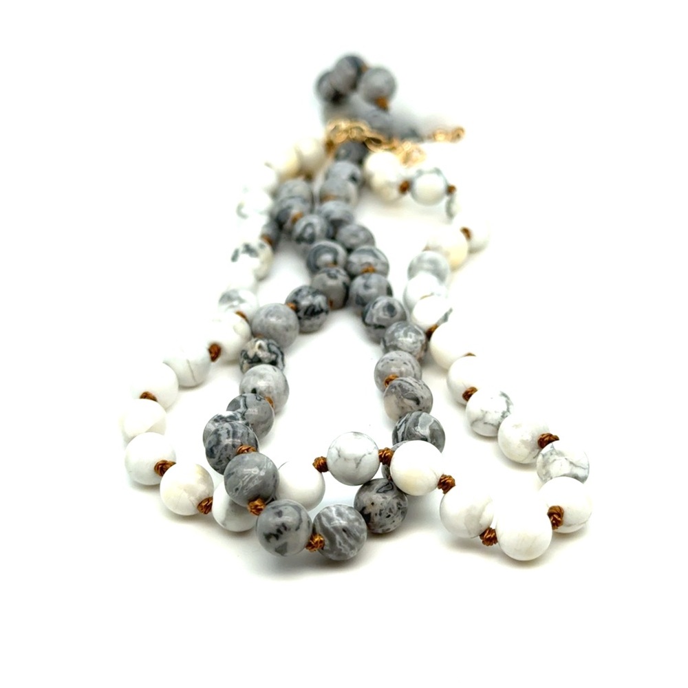 2 Handmade White and Gray Beaded Anklet - Women Jewelry (d)‎